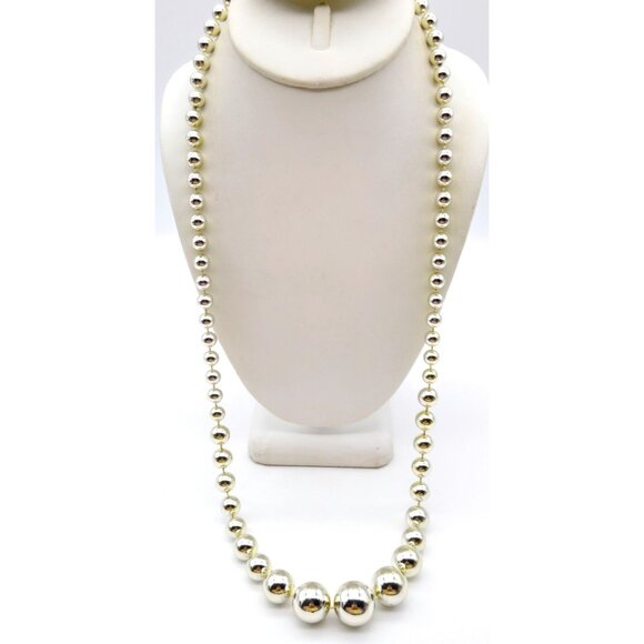 Golden Bead Graduated Strand Necklace, Vintage Gold Tone Beads - Picture 1 of 3